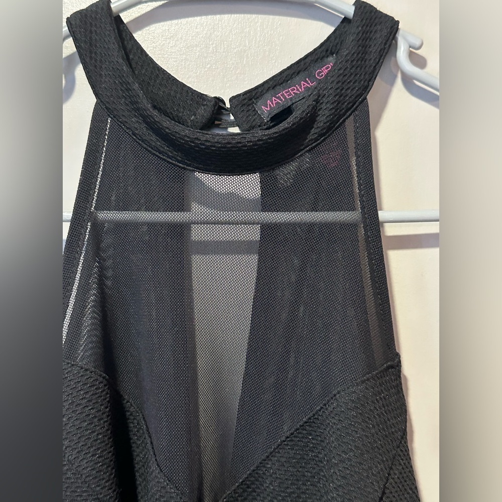 Material girl black formal cocktail dress with white floral lace sides halter M - Picture 5 of 5